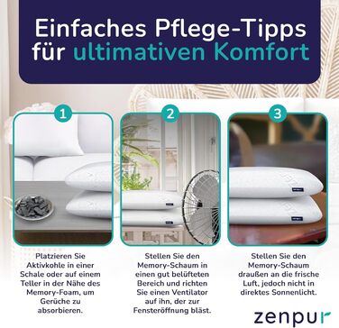 Ортопедична подушка ZenPur для шиї та плечей 40x60x13 см з Memory Foam, сертифікат Oeko-Tex, бежева