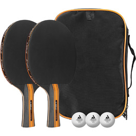 Набір для настільного тенісу JOOLA Classic 2 ракетки для настільного тенісу 3 м'ячі для настільного тенісу чохол для настільного тенісу, чорний, 6 предметів
