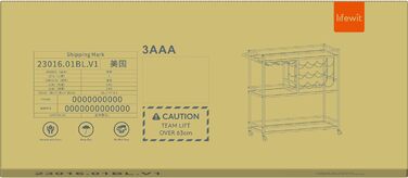 Візок для сервірування Lifewit, 3 яруси, колеса, що блокуються, 12 вентиляторів для вина, тримач для келихів, 80.2x33.2x86 см, коричнево-сільський