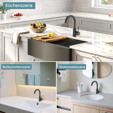 Змішувач для ванної кімнати Fransiton Bad Hoch, водозберігаючий, чорний матовий