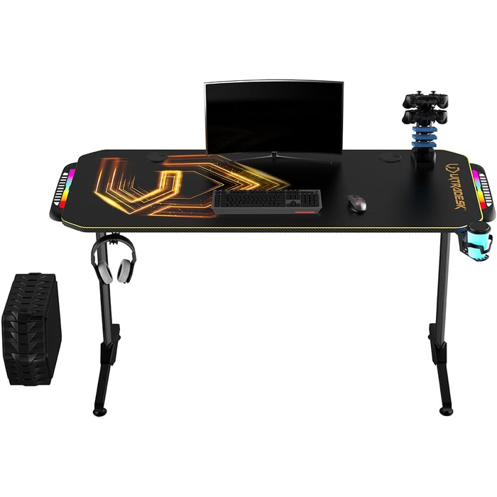 Ігровий стіл ULTRADESK FRAG V3 LED RGB - вміщує 2 монітори, сталева конструкція, 150x60 чорний