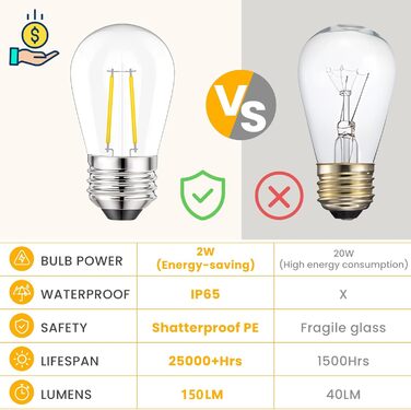 LED гірлянда для зовнішнього використання Svater, 30 метрів, E27, тепле біле світло, IP65, для саду, тераси, вечірок
