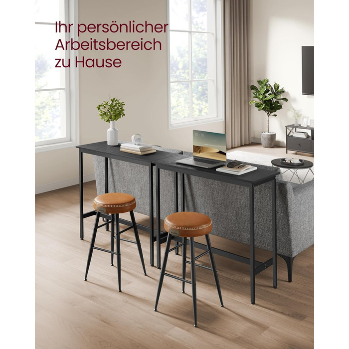 Барний стіл VASAGLE LBT010B56, 40 x 100 x 90 см, чорний, промисловий дизайн