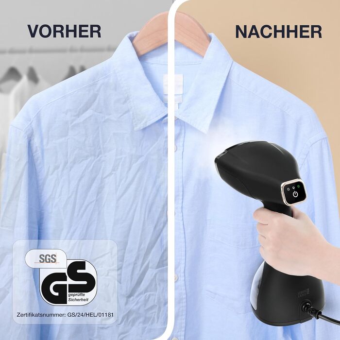 Пароочисник LEBENLANG Steamer - 1500W, 300ml, з рукавичкою та насадками | Професійний відпарювач для одягу, білизна та текстиль | Відпарювач для одягу, білизни та текстилю