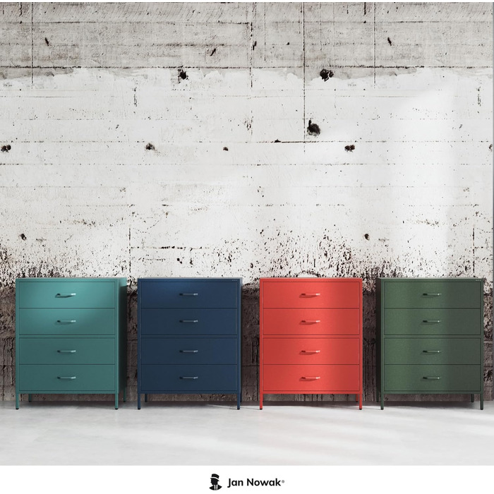 Металева комода Jan Nowak з шухлядами Carla | Комод-шафа для спальні, вітальні, дитячої кімнати | Стиль лофт | Комод з шухлядами, темно-синій | 80 x 101,5 x 40 см