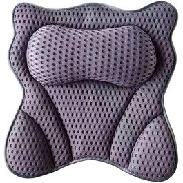 Подушка для ванни 4D Luxus, для голови, шиї, плечей та спини, ергономічна, з 6 присосками, для джакузі та домашнього спа (Чорний)