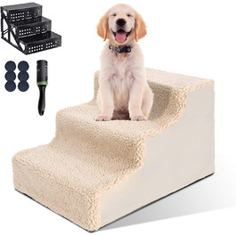 Диван для сходів для собак ZNM, пандус для собак, 3 сходинки, пластикові сходи для собак зі знімним тканинним чохлом, сходи для котів - 1 рулон клейкої стрічки, 6 нековзних килимків