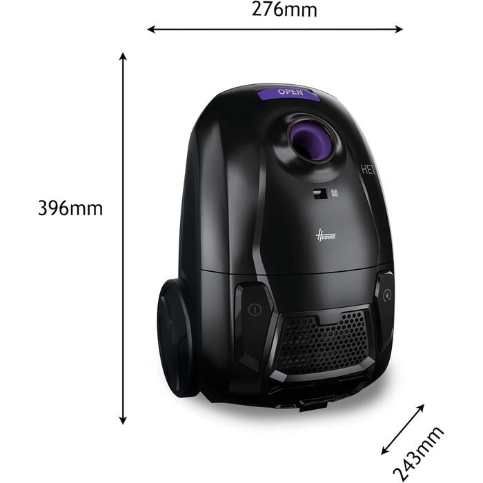 Пилголом Hoover HE2 Kompakt: потужний пилосос з мішком для твердих поверхонь та килимів, фільтр EPA, 3.5 л контейнер, аксесуари, 850 Вт, радіус дії 10 м [HE2Z10A]