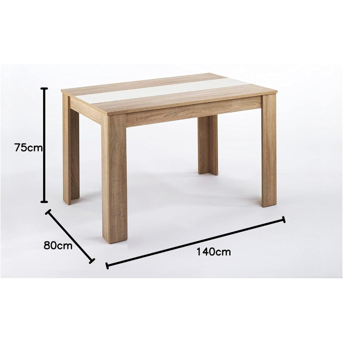 Обідній стіл byLIVING Nori: сучасний дизайн, ефект дуба, стільниця чорного або білого кольору, 140 x 80 см, висота 75 см