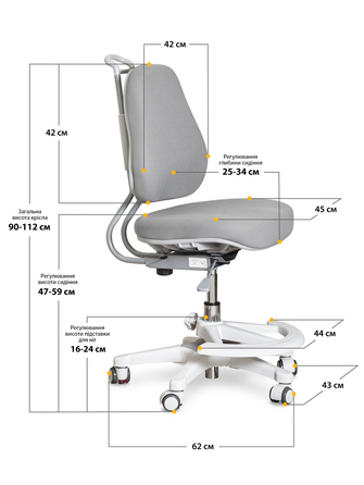 Дитяче крісло Evo-Kids Mio Ergo Lite Grey (арт.Y-507 Lite G)