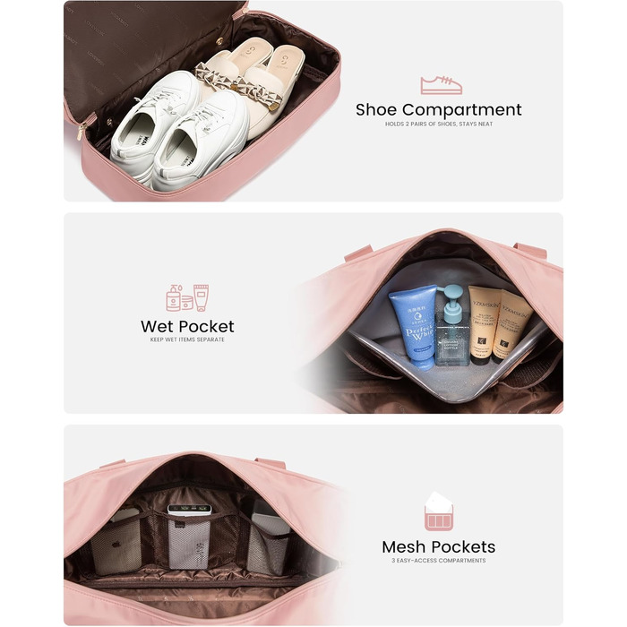 Сумка-трансформер LOVEVOOK для подорожей: водонепроникна дорожня сумка-шоппер з відділенням для взуття, спортивна та пляжна сумка, ідеальна для Ryanair