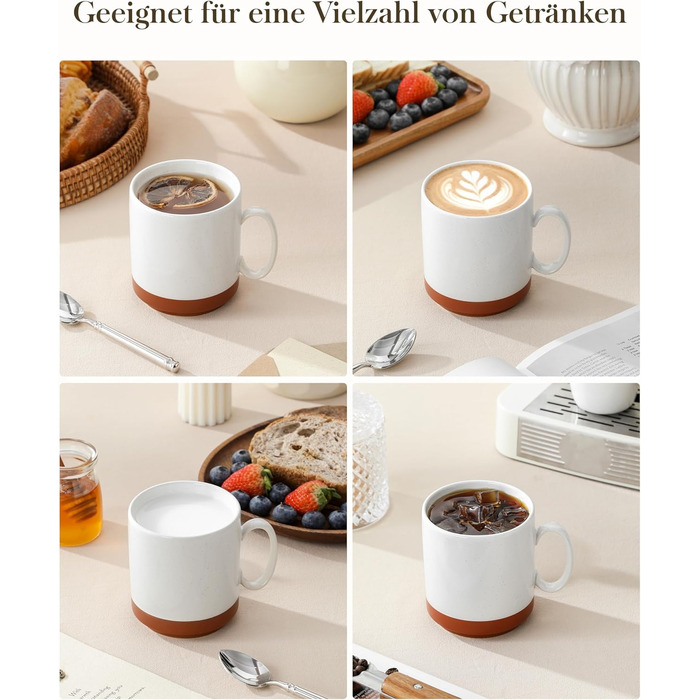MALACASA Сервіз на 6 осіб (24 предмети) з реактивною глазур'ю, кераміка, серія TARA, білий з коричневими акцентами