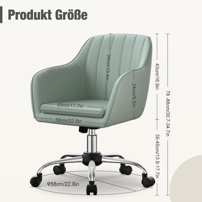 Крісло для робочого столу Daccormax, крісло для туалетного столика, обертове крісло до 150 кг, офісне крісло з регулюванням висоти, крісло для дому з м'якою оксамитовою оббивкою, комфортне для робочого кабінету, спальні, офісу, рожеве (темно-зелене)