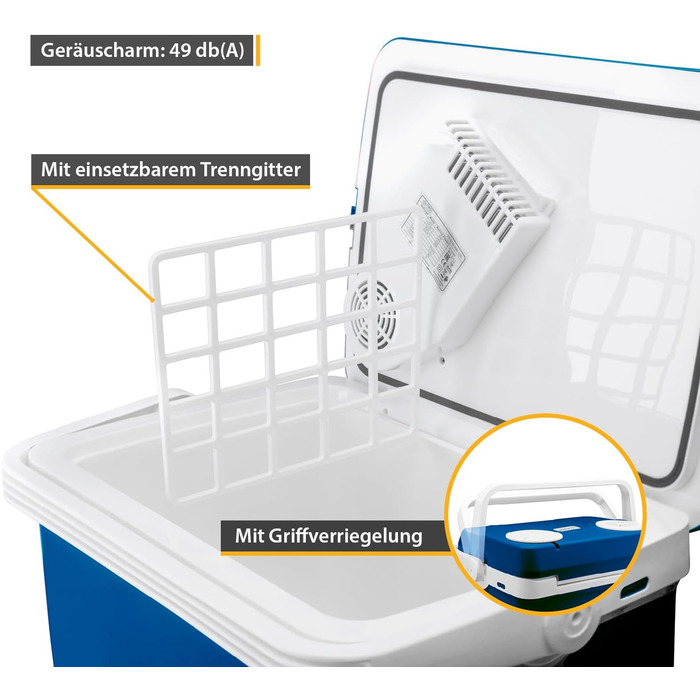 Автомобільний холодильник First Austria 32л з підігрівом, 12/230V, сірий (блакитно-білий) - для кемпінгу та подорожей