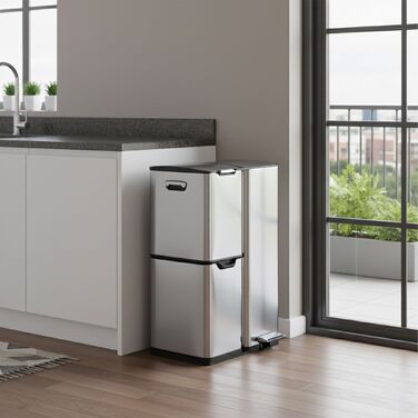 Відро для сміття Relaxdays з 3 відділеннями, 60 літрів