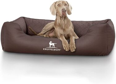 Ліжко для собак зі штучної шкіри для собак кошик для собак диван для собак подушка для собак кошик для собак миється Мілан, XL 105 x 75 см, (Д 120 x Ш 85 x В 25 см, коричневий)