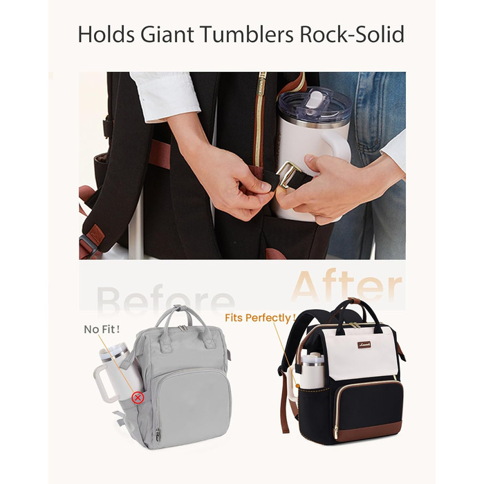 LOVEVOOK Рюкзак для жінок 15.6 дюймів, рюкзак для школи, підлітки, велика кишеня для пляшки, елегантний рюкзак для подорожей, сумка для навчання, універсальна шкільна сумка, водонепроникний рюкзак для роботи, подорожей, навчання, 15.6 дюймів, бежевий, чор