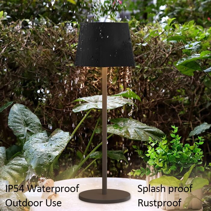 LED акумуляторна настільна лампа K-Bright з регулюванням яскравості, тепле світло, для дому та вулиці, USB-C, 3000K, чорний