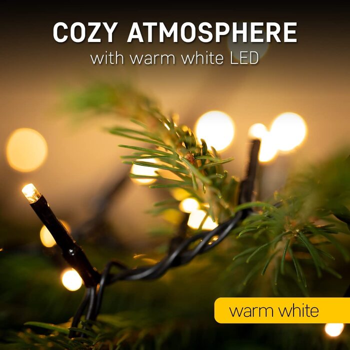 Світлодіодна гірлянда Emos типу кластер теплий, довжина 12 м, 600 світлодіодів, 230 В з вилкою, 8 режимів багатофункціональний, функція таймера, Різдвяний