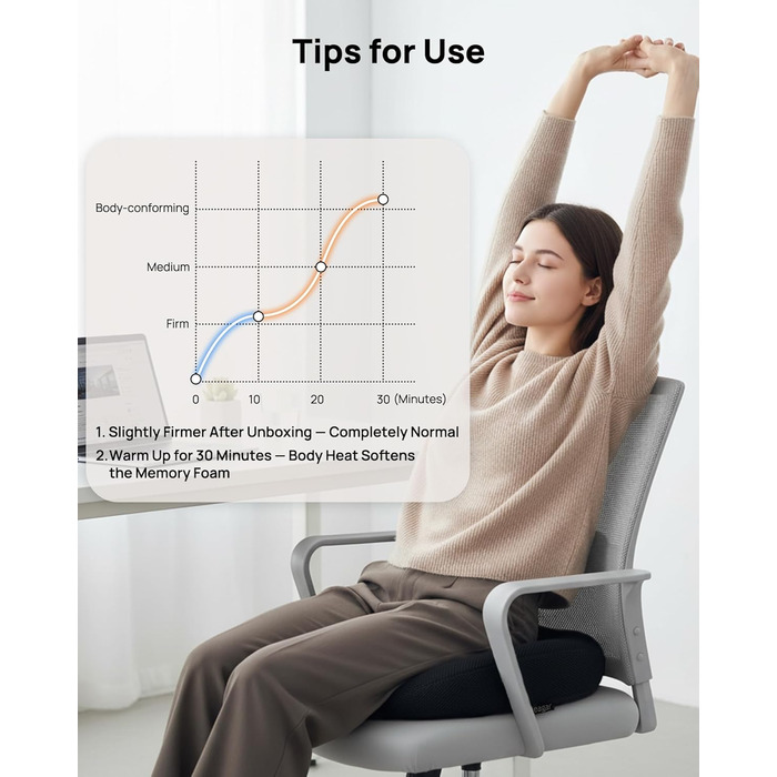 Ортопедична подушка-кільце Feagar: регульований ергономічний подушка-пончик для копчика, геморою та післяпологового відновлення, підходить для авто, офісного крісла та візка, чорна, великий розмір (90-140 кг)