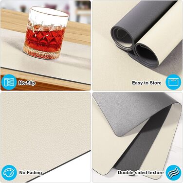 Набори підставки під тарілки 6 шт. з екошкіри, 43x30 см (червоний/бежевий)