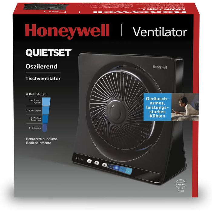 Осцилюючий баштовий вентилятор Honeywell QuietSet для всієї кімнати (5 налаштувань швидкості, коливання 80, функція таймера, автоматичне вимкнення освітлення, дистанційне керування) (HT354, одинарний)