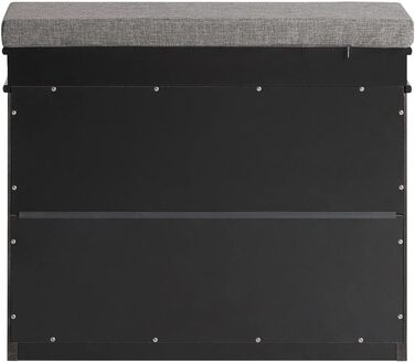 Полка для взуття SoBuy з подушкою для сидіння та місцем для зберігання, вузька, чорна, 60x51x24 см, до 150 кг