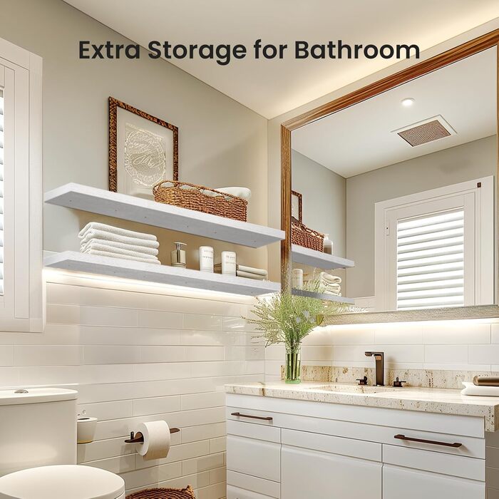 Набір плаваючих полиць Wandregal білі 40 см (3 шт) для спальні, кухні, офісу, вітальні - сучасний декор