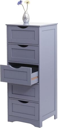 Комод Mendler HWC-B65, тумба на 5 ящиків, 100x40x35см, сірий