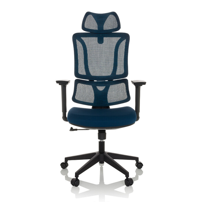 Офісне крісло / Крісло з обертанням ERGOMY, сидіння з тканини / спинка з сітчастої тканини, блакитне, mybuero