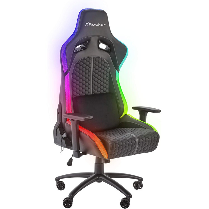 Ергономічне ігрове крісло / офісне крісло / офісне крісло / стілець X Rocker Stinger RGB з 3D-підлокітниками та підсвічуванням Neo Motion, поворотне та регульоване по висоті до 120 кг