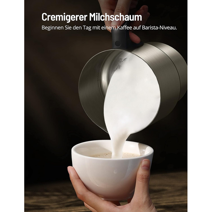 Піноутворювач молока Електричний індукційний 4-в-1, 500 мл піноутворювач молока Можна мити в посудомийній машині з функцією какао для гарячого шоколаду, гарячої/холодної молочної піни, теплого молочного срібла