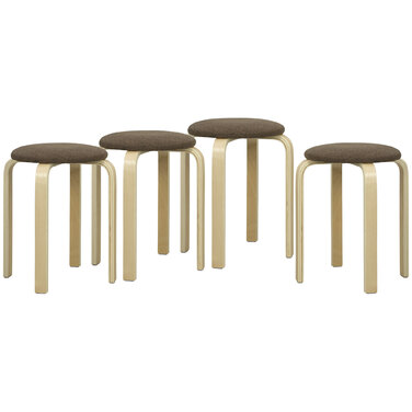 Набір з 4-х табуретів з м\'яким сидінням, штабельовані, з лакованою поверхнею, дерев\'яні ніжки, коричневий колір