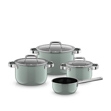 Набір каструль WMF Fusiontec 4 шт, індукція, нержавіюча сталь, чорний, Made in Germany (16/20/24 см)