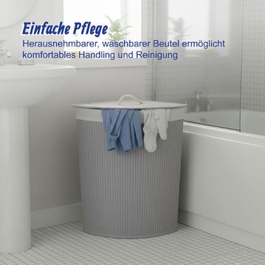 Кошик для білизни кутовий з бамбука Relaxdays з кришкою