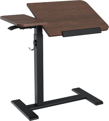 Регульований столик для ноутбука ETHU: мобільний приліжкові столи з нахиленою поверхнею та роликами для офісу та дому (дуб, горіх)