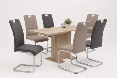 Набір з 4 кухонних стільців Hela Ruby, штучна шкіра капучино, металевий каркас, хромована ручка, до 140 кг