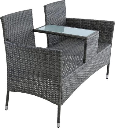 Садові меблі ESTEXO з ротангу для 2 осіб: Лавка, комплект для відпочинку, балконні меблі, сірий антрацит