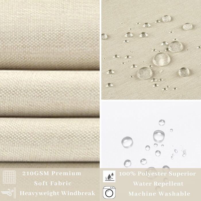 Тканинна шторка для душу з магнітними кріпленнями Snap Liner, 180x200 см (світло-бежева)