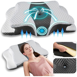 Ортопедична подушка для шиї з Memory Foam, регульована, ергономічна, для комфортного сну, без запаху, контурна, для сну на боці