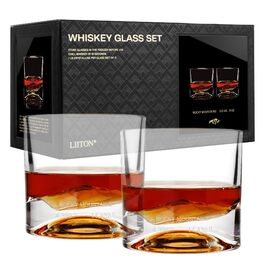 Набір склянок для віскі LIITON American Peaks Kristall, 4 шт., 300 мл, важкі, морозостійкі, ідеальний подарунок для чоловіків