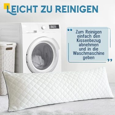 Подушка для сну на все тіло AS AWESLING з ефектом пам'яті (Memory Foam), біла, 160 x 50 см, з чохлом для підтримки бокового сну