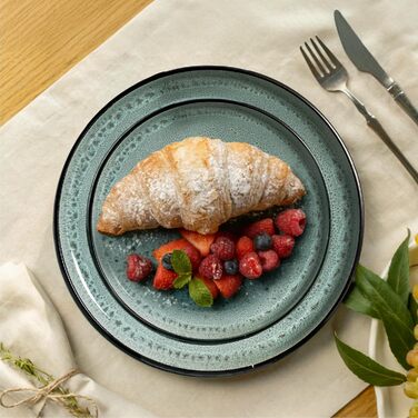 Набір посуду Twinzee Steingut 24 частини для 6 осіб: тарілки та миски, сервіз з каменю, колекція Riviera Sage