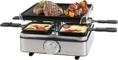 Raclette ProfiCook RG 1301 для 4 осіб | з 4 сковорідками та шпателями | Ракле | 800W