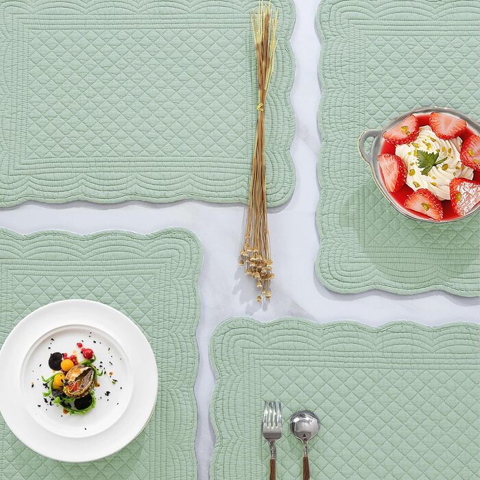 Підставки під тарілки MABOZOO, 6 шт., бавовна, миючіся, для кухні та обіднього столу, зелені