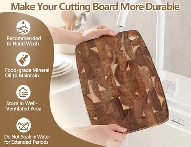 Дерев'яний обробний стіл XINZUO Hirnholz (35x25x2.6 см) з антиковзкими ніжками та ручкою, з канавкою для соку, для кухні