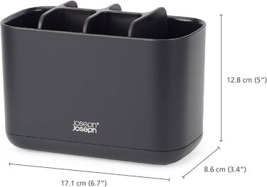 Набір для ванної Joseph Joseph Bathroom Beauties: миска, тримач для зубних щіток, дозатор мила, нержавіюча сталь, чорний