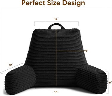 Підлогове крісло-мішок для читання у ліжку, доросле, з піною з пам'яті, чорне, велике