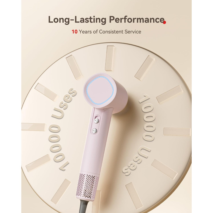 Професійний іонний фен для волосся з дифузором, безщітковий мотор 160 000 об/хв, швидке сушіння, сірий колір