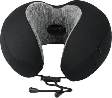 Подушка для шиї FLOWZOOM Comfy для літака та авто - регульована подушка з піною з пам'яті з гнучкими кнопками для 360° підтримки, дихаючий, пральний чохол - з сумкою - Чорний (Dream - Classic - Чорний)